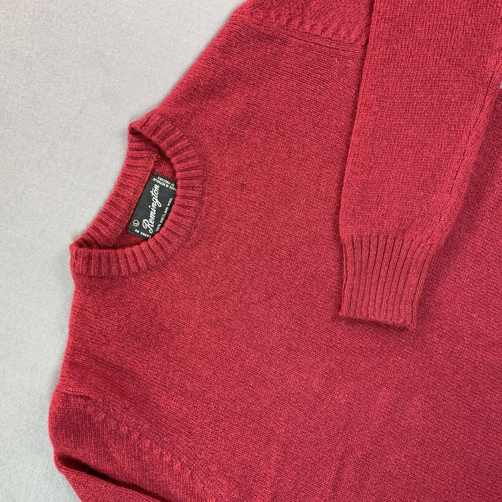 VTG Remington Sweater Mens L Red 100% Shetland Wool Crewneck Knit Pullover 80s
